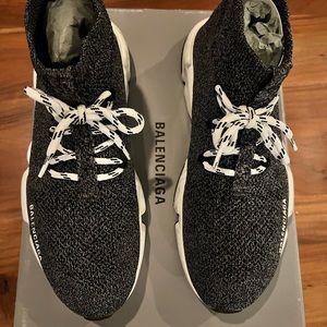 Balenciaga Speed Lace-Up Sneakers (Gray/Black)